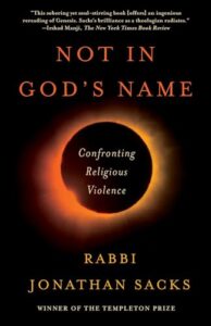 Book cover of Not in God’s Name by Jonathan Sacks